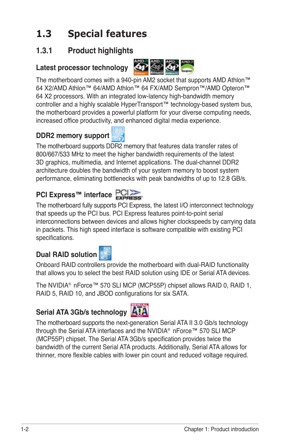 3 special features, 1 product highlights | Asus M2N-LR/SATA User Manual | Page 15 / 113