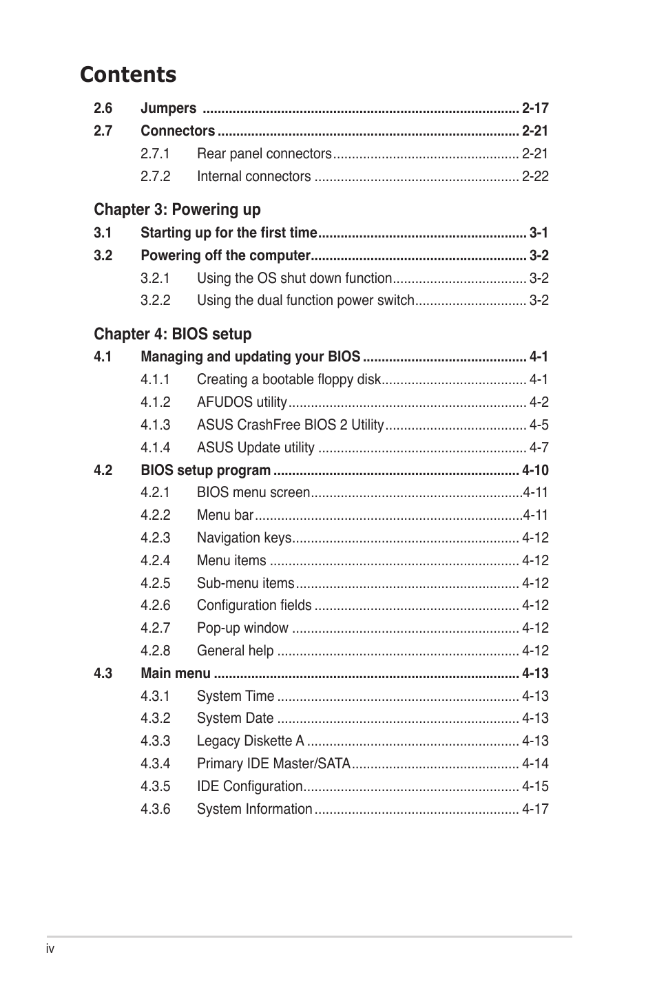 Asus M2N-LR/SATA User Manual | Page 4 / 113