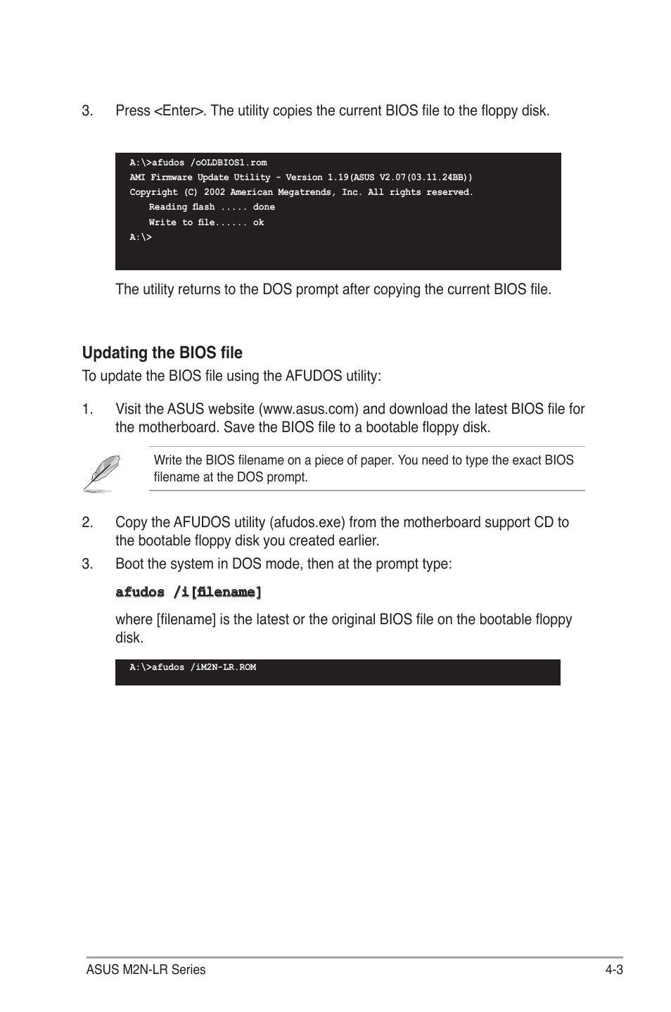 Updating the bios file | Asus M2N-LR/SATA User Manual | Page 56 / 113