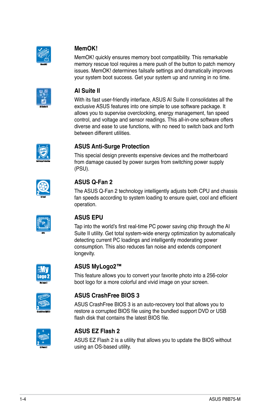 Asus P8B75-M User Manual | Page 14 / 78