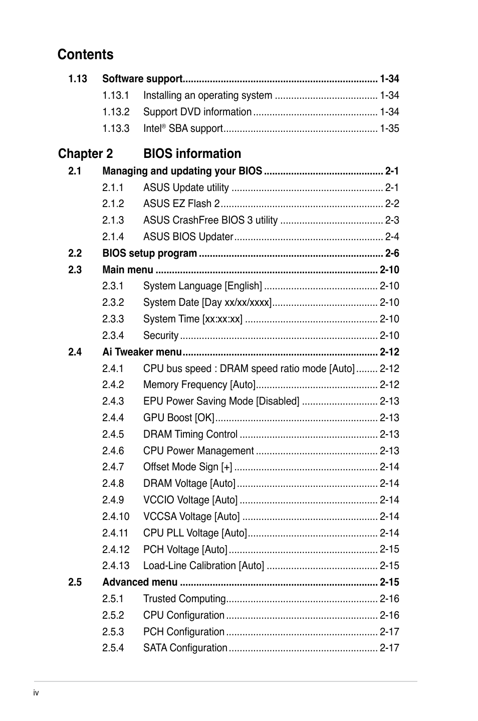 Asus P8B75-M User Manual | Page 4 / 78