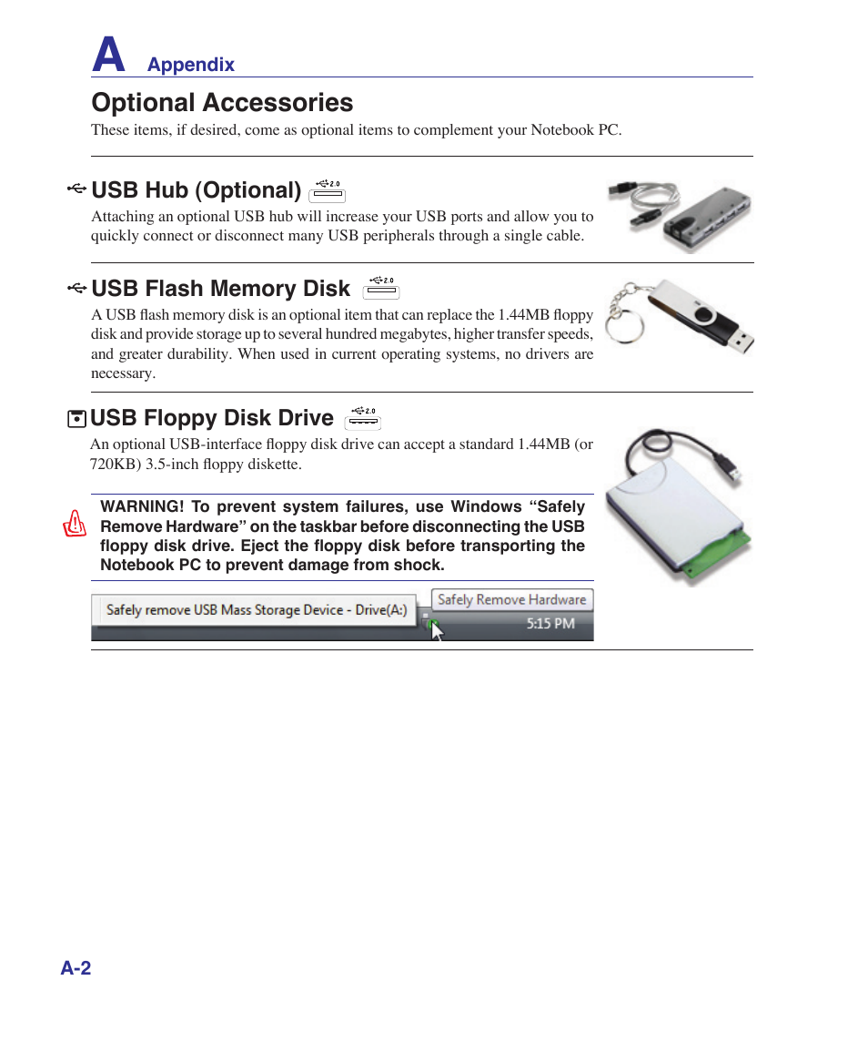 Optional accessories | Asus F7E User Manual | Page 56 / 87