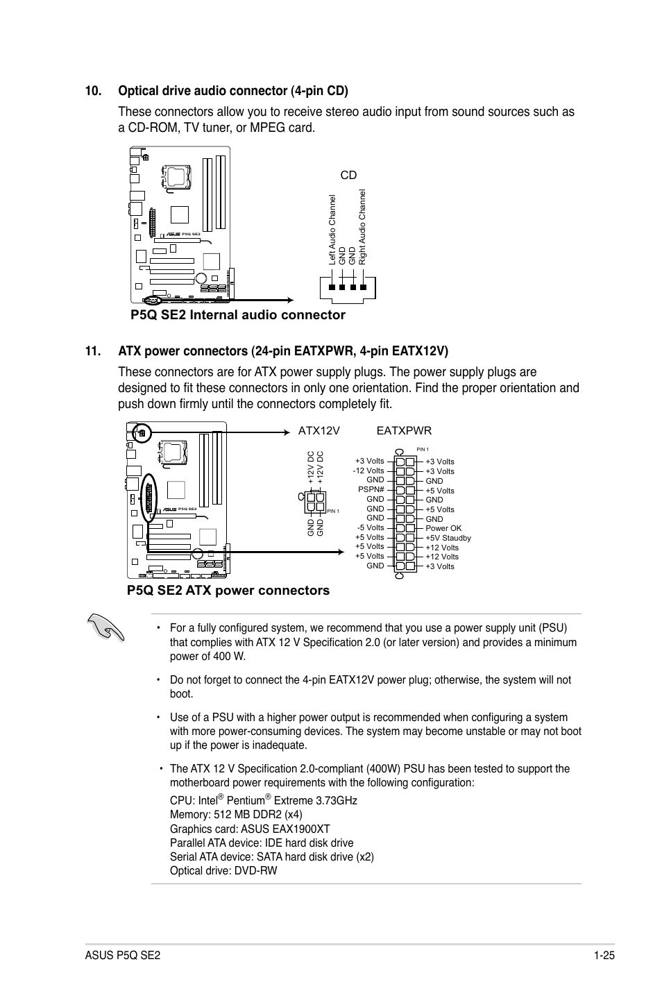 P5q se2 atx power connectors | Asus P5Q SE2 User Manual | Page 35 / 64