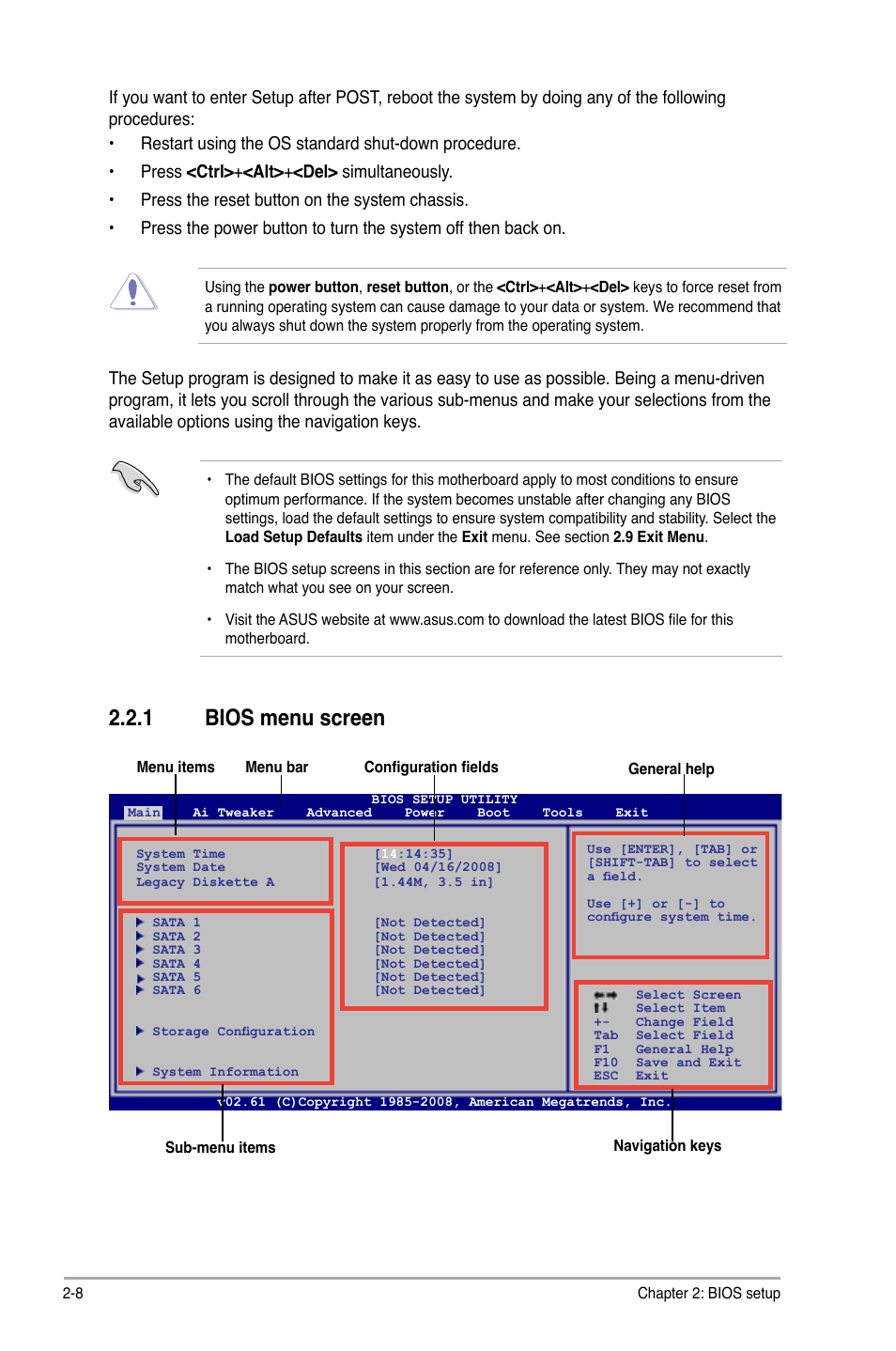 1 bios menu screen, Bios menu screen -8, Bios.menu.screen | Asus P5Q SE2 User Manual | Page 46 / 64