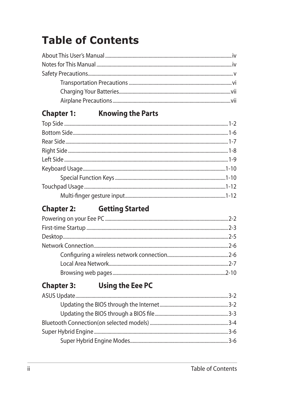 Asus Eee PC 1018P User Manual | Page 2 / 64