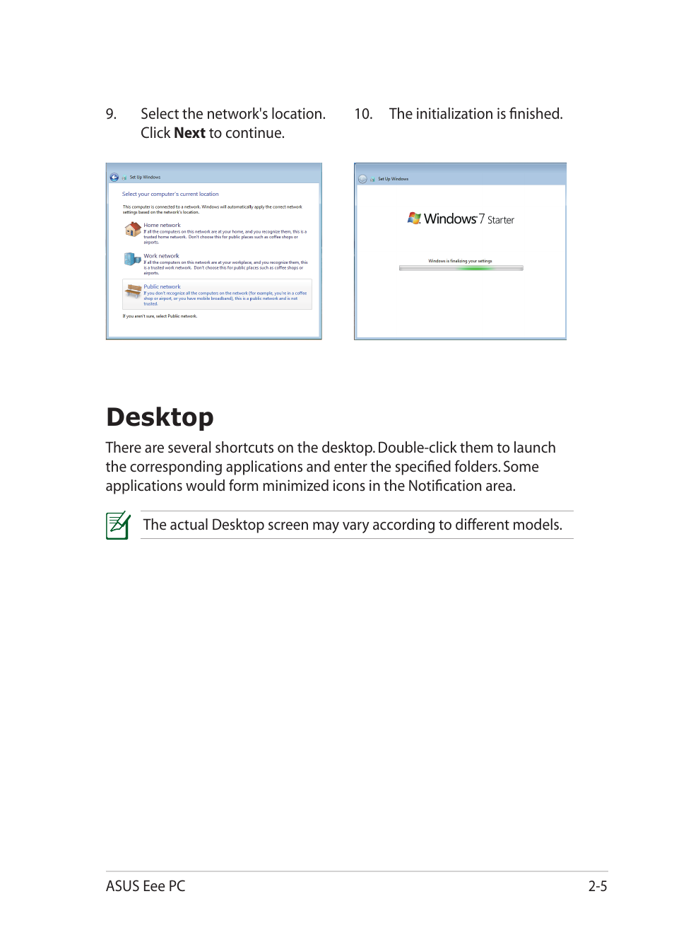 Desktop, Desktop -5 | Asus Eee PC 1018P User Manual | Page 27 / 64