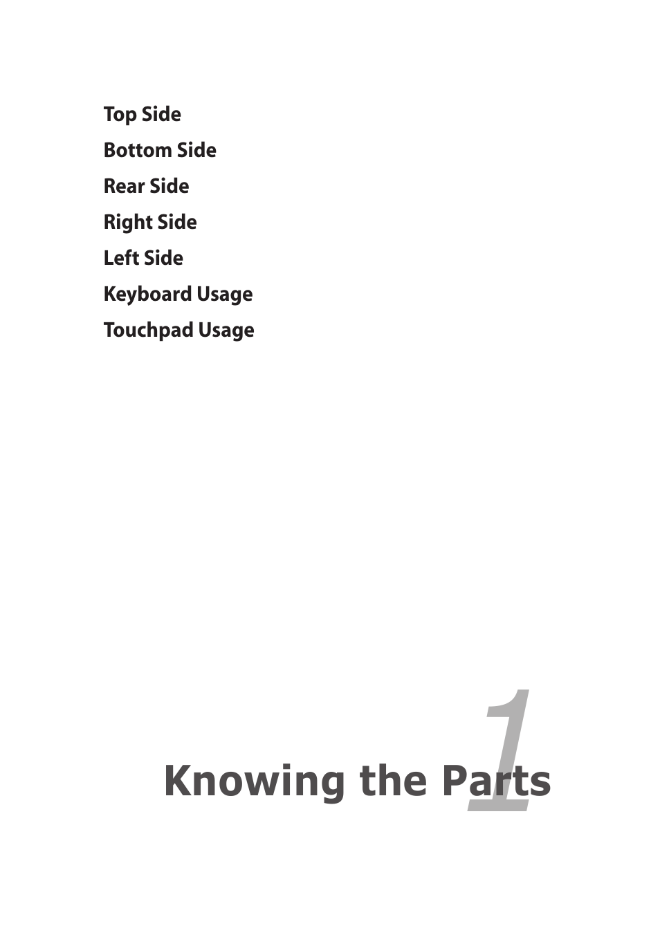 Chapter 1: knowing the parts, Chapter 1, Knowing the parts | Asus Eee PC 1018P User Manual | Page 9 / 64