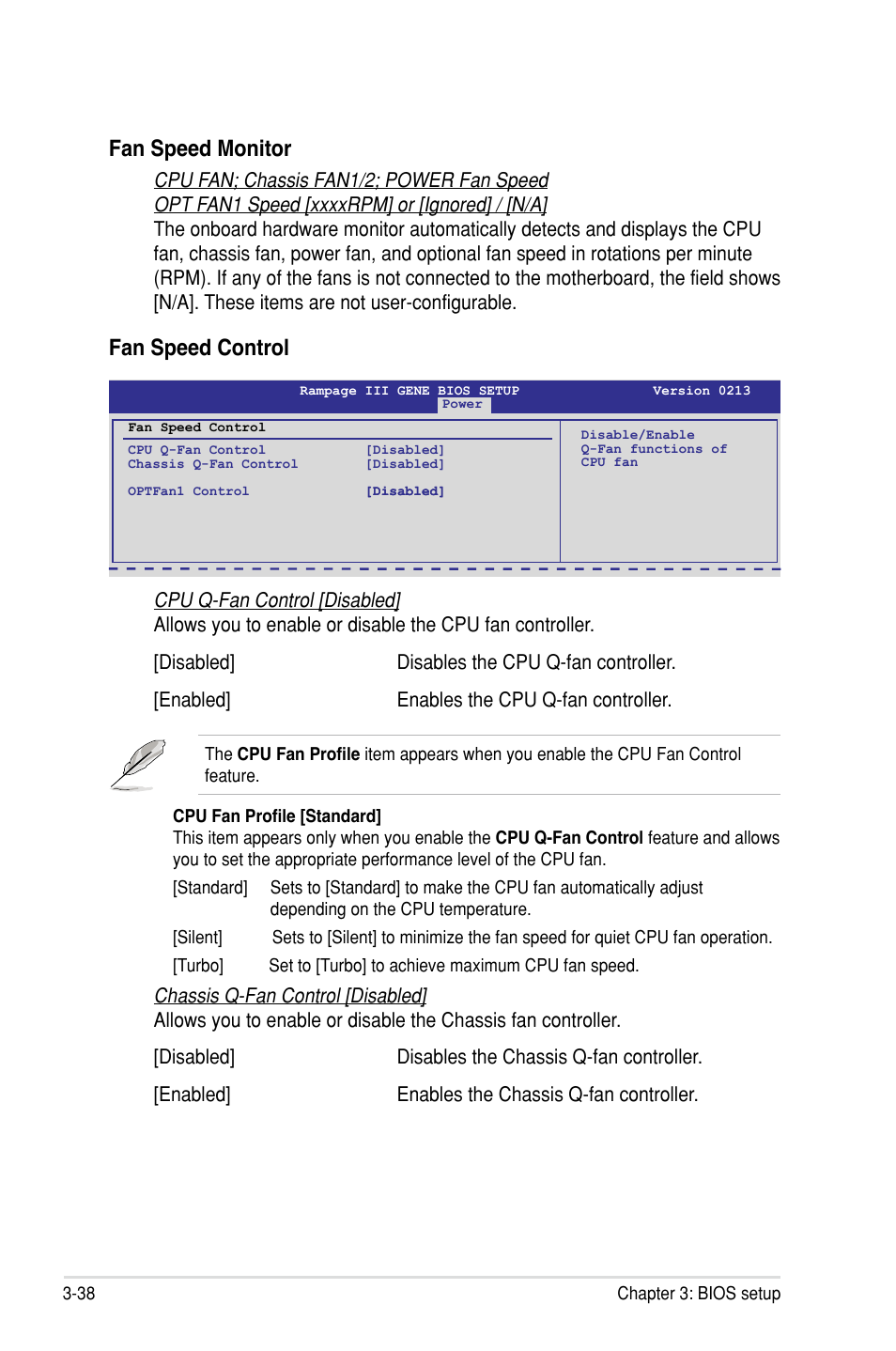 Fan speed monitor, Fan speed control | Asus Rampage III Gene User Manual | Page 112 / 164