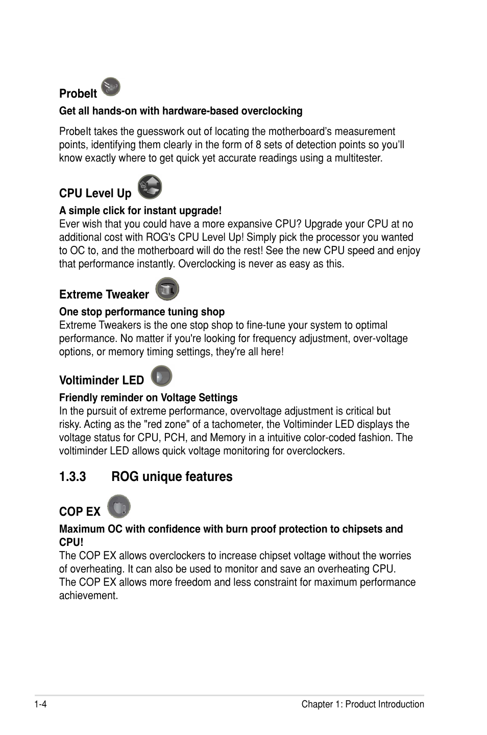3 rog unique features | Asus Rampage III Gene User Manual | Page 20 / 164