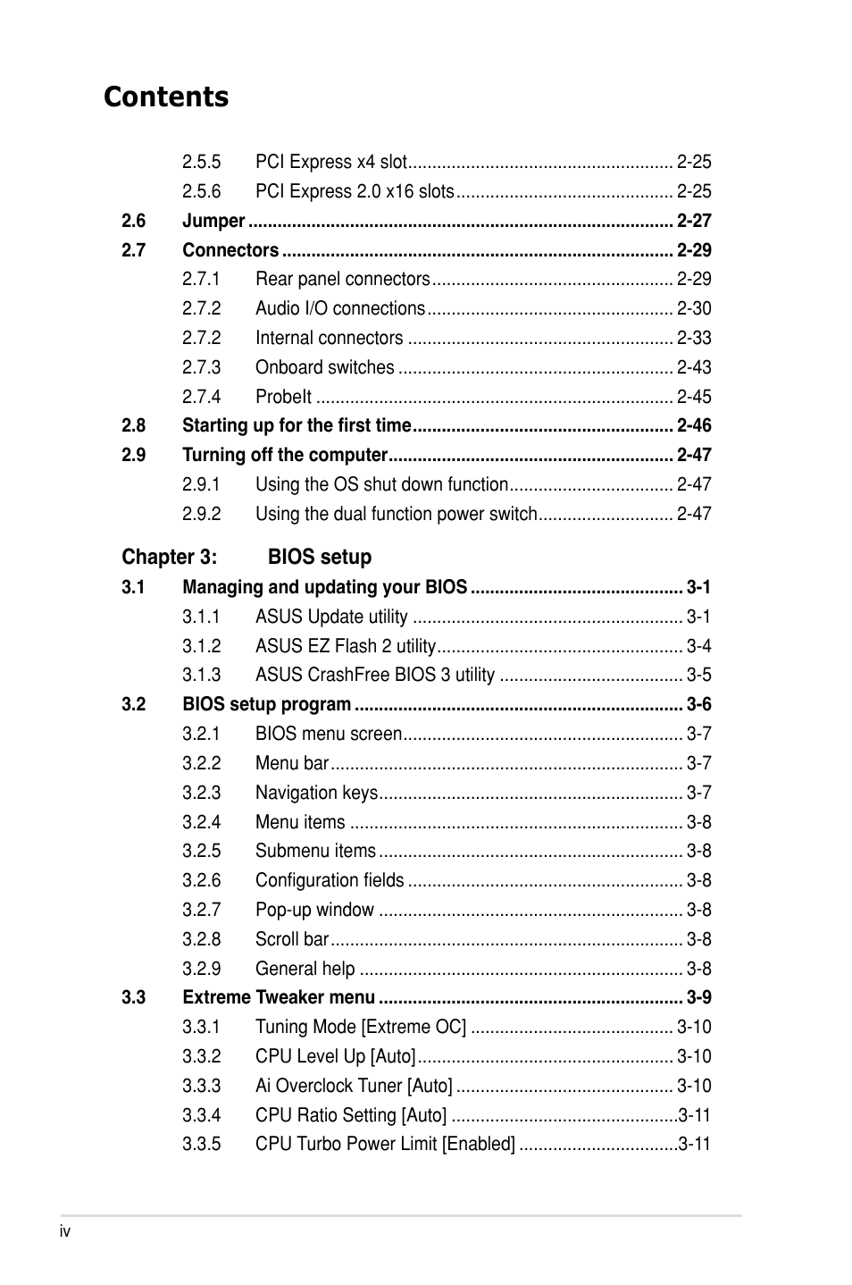 Asus Rampage III Gene User Manual | Page 4 / 164
