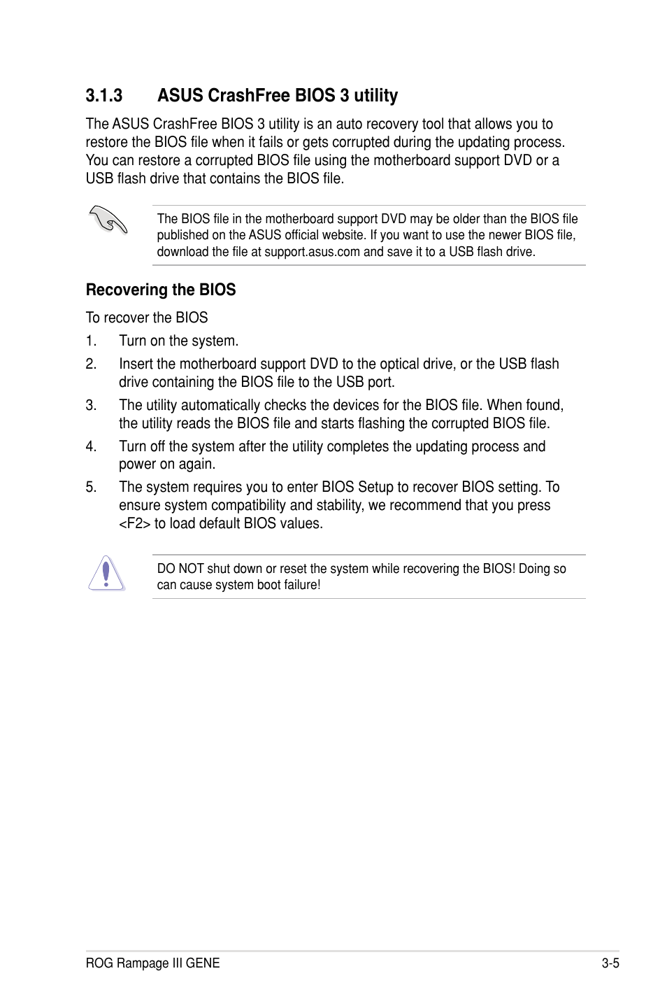 3 asus crashfree bios 3 utility | Asus Rampage III Gene User Manual | Page 79 / 164