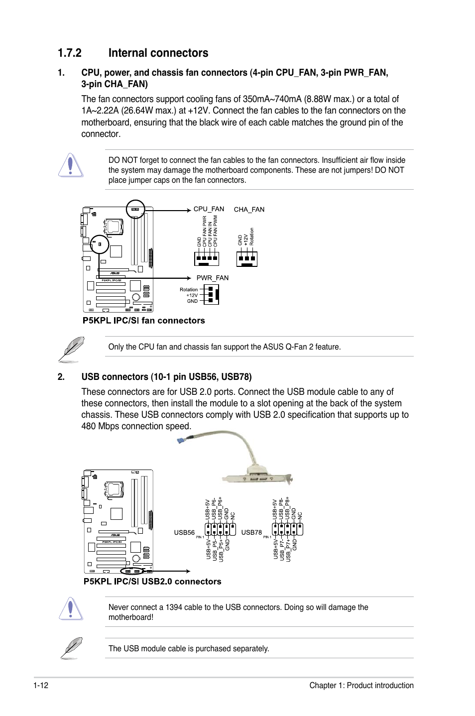 2 internal connectors, Internal connectors -12 | Asus P5KPL IPC/SI User Manual | Page 21 / 40