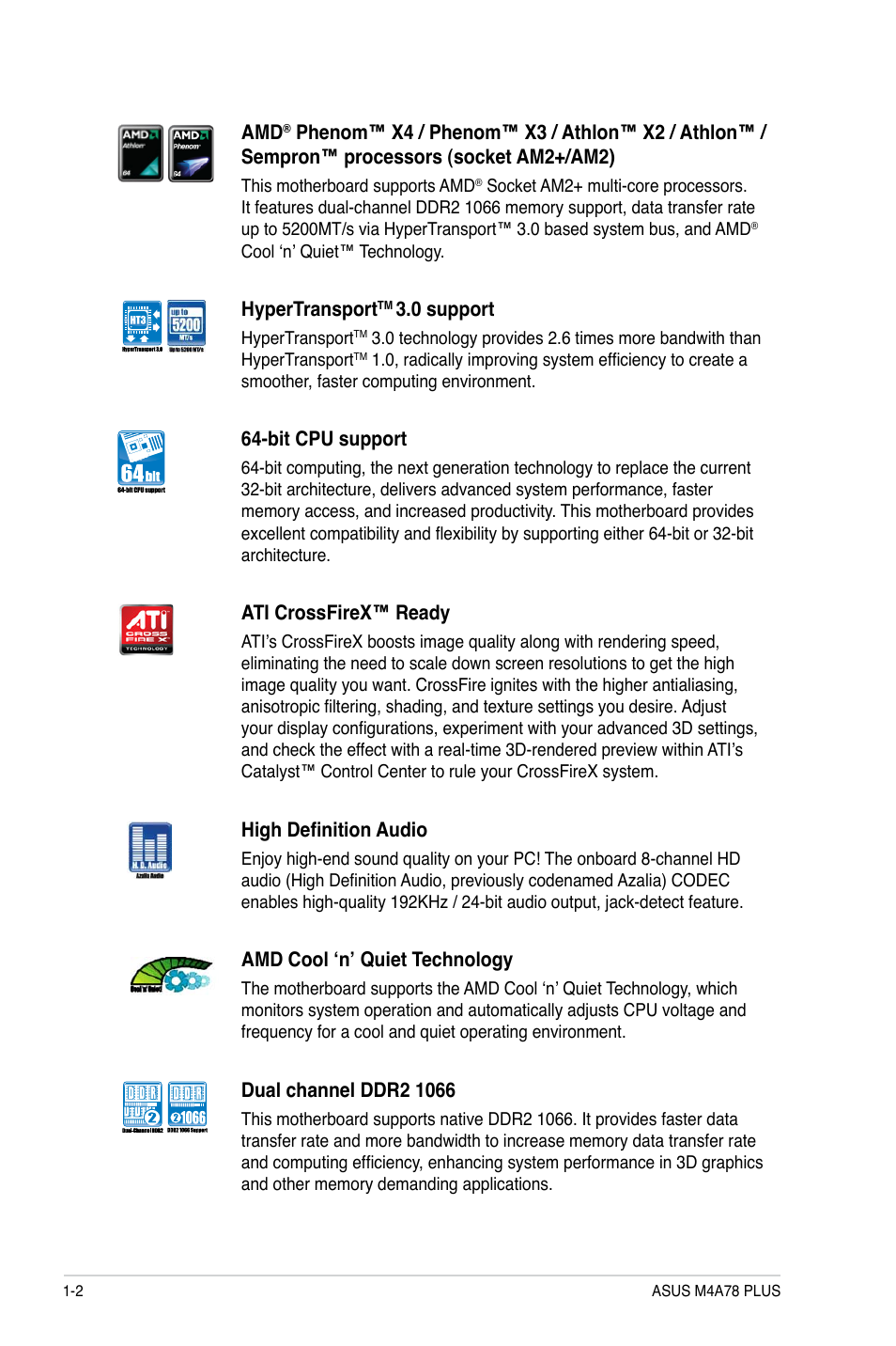 Asus M4A78 PLUS User Manual | Page 12 / 62