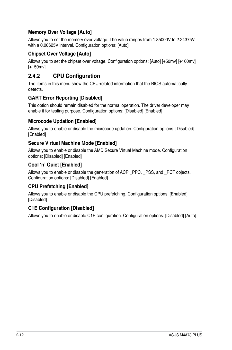 2 cpu configuration | Asus M4A78 PLUS User Manual | Page 52 / 62