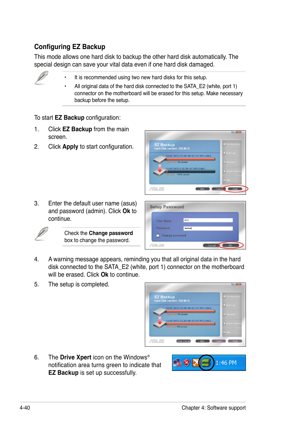 Configuring ez backup | Asus P5Q-E/WiFi-AP User Manual | Page 150 / 186