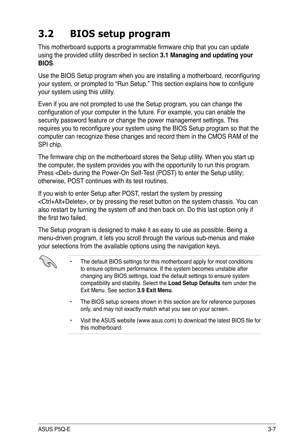 2 bios setup program, Bios setup program -7 | Asus P5Q-E/WiFi-AP User Manual | Page 73 / 186
