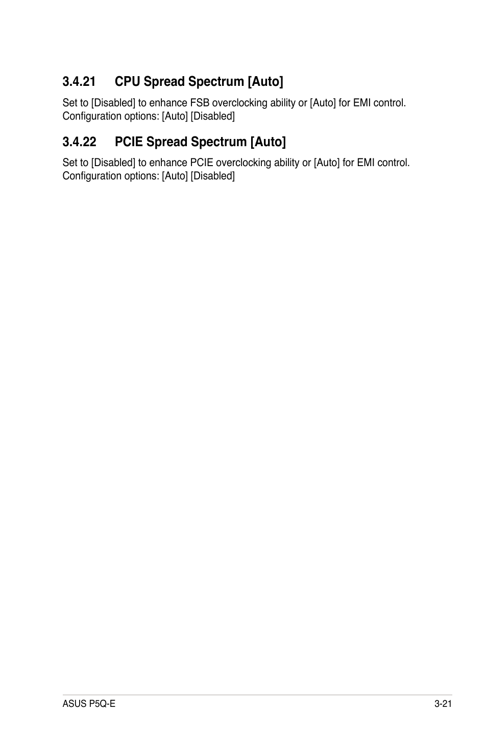 21 cpu spread spectrum [auto, 22 pcie spread spectrum [auto | Asus P5Q-E/WiFi-AP User Manual | Page 87 / 186