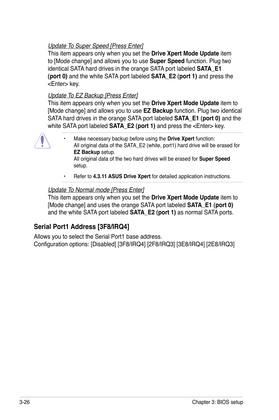 Serial port1 address [3f8/irq4 | Asus P5Q-E/WiFi-AP User Manual | Page 92 / 186