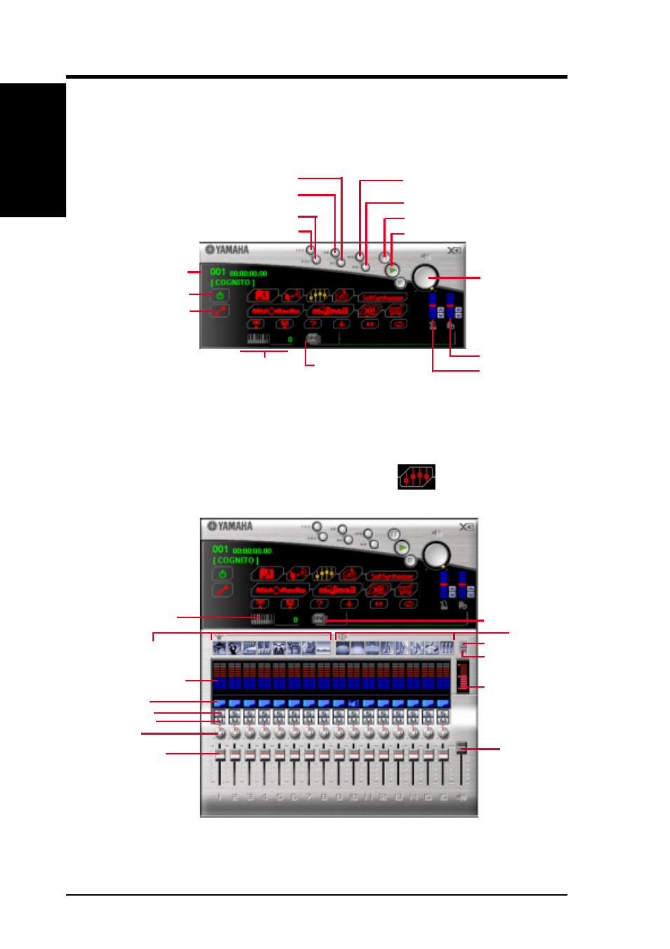 Software reference, 3 yamaha xgstudio mixer control panel, 2 yamaha xgstudio player control panel | S/w reference xgplayer | Asus A7M266 User Manual | Page 94 / 104