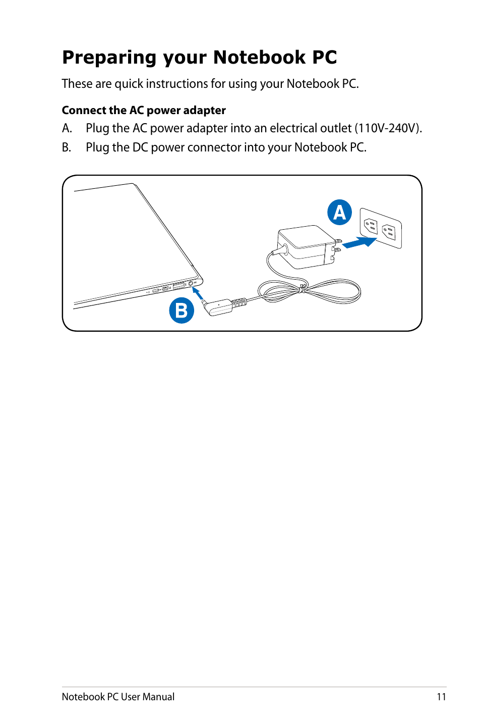 Preparing your notebook pc | Asus UX31A User Manual | Page 11 / 98