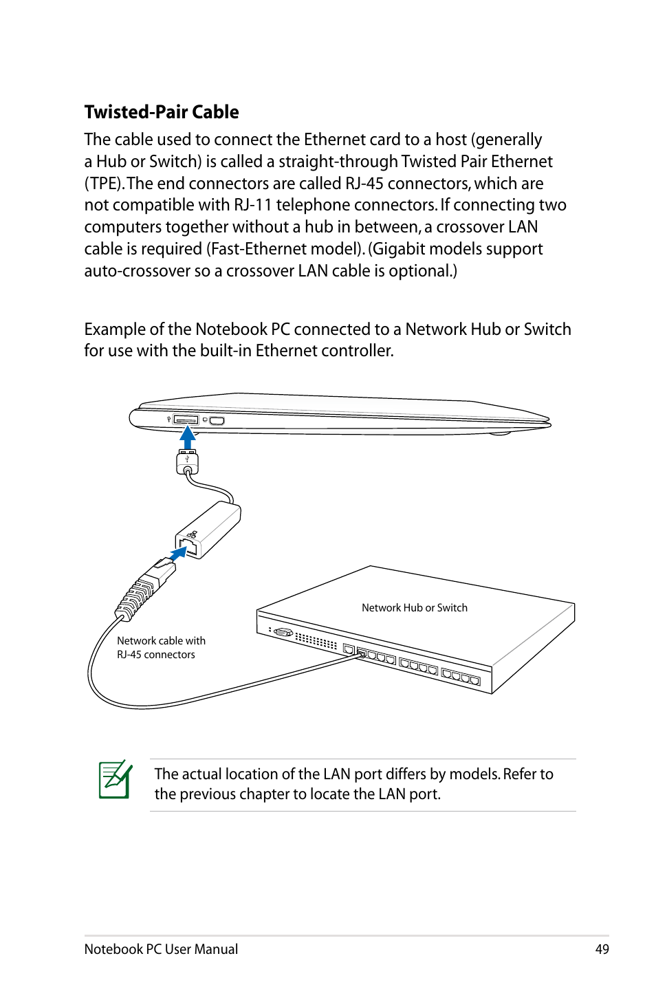 Twisted-pair cable | Asus UX31A User Manual | Page 49 / 98