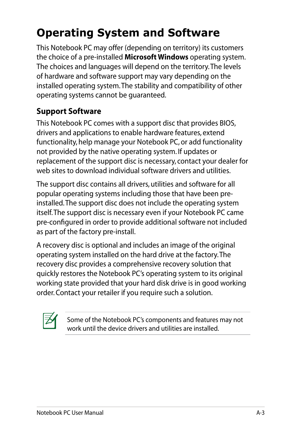 Operating system and software | Asus UX31A User Manual | Page 61 / 98