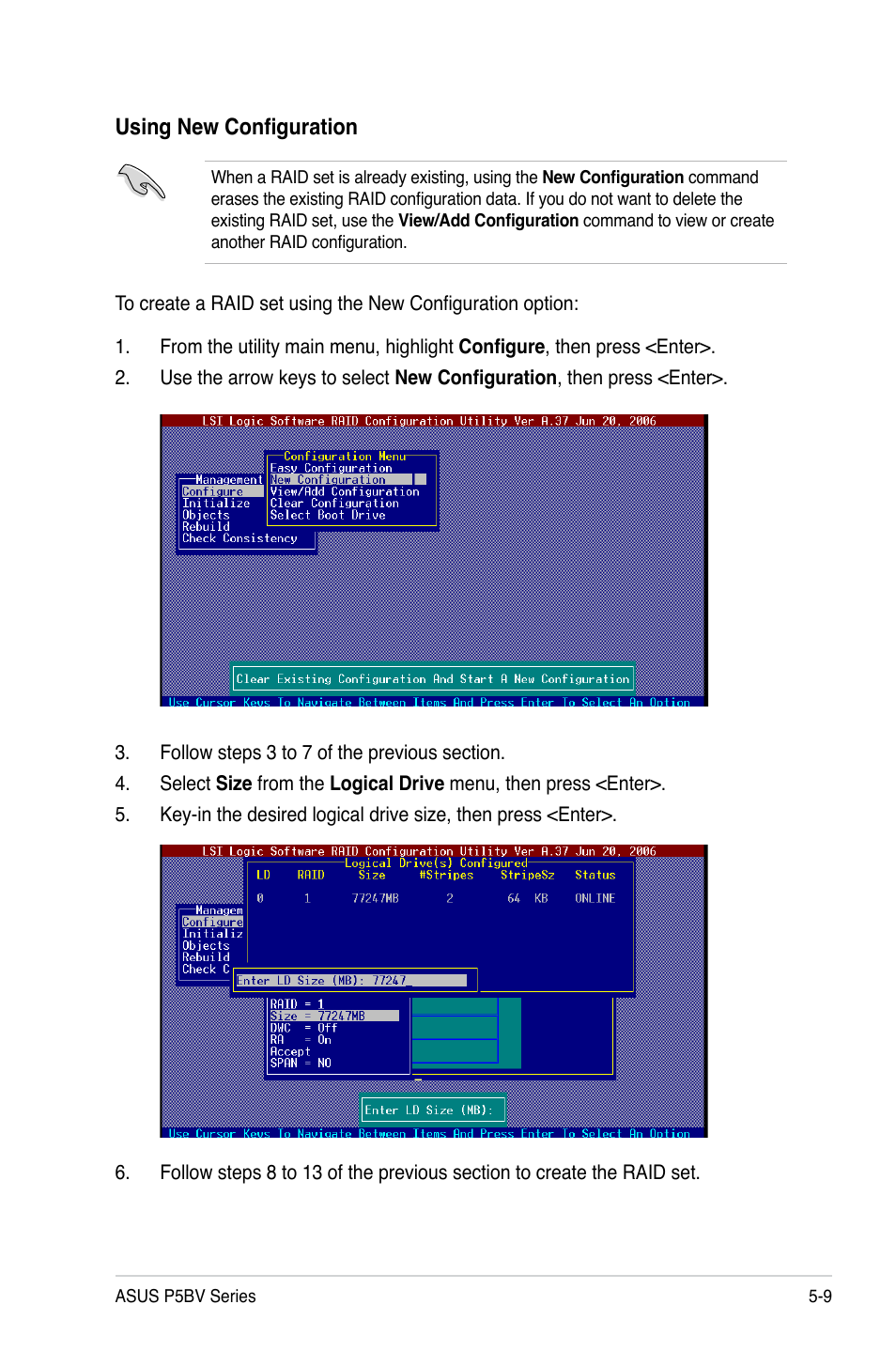 Using new configuration | Asus P5BV/SAS User Manual | Page 107 / 184