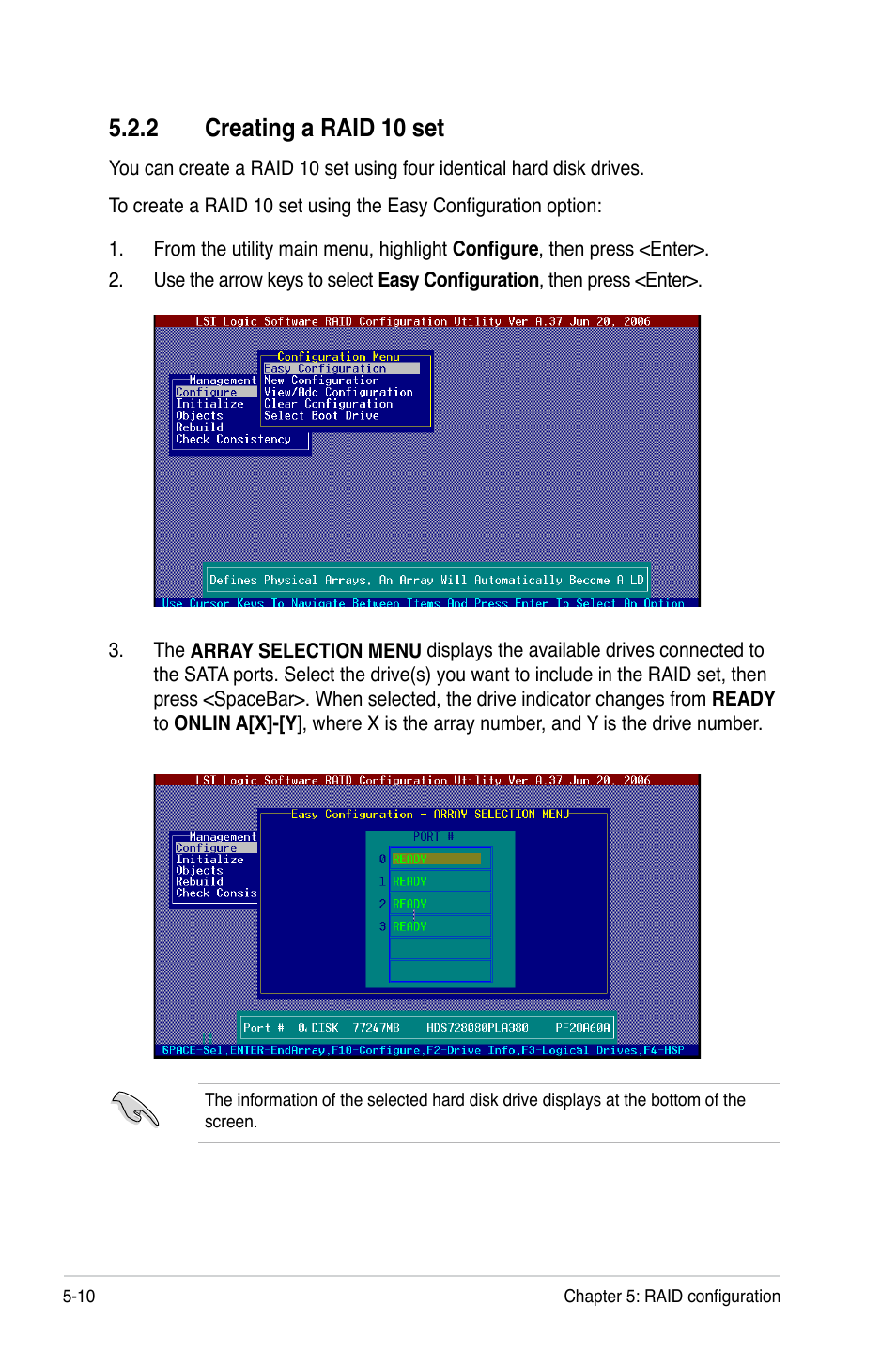 2 creating a raid 10 set | Asus P5BV/SAS User Manual | Page 108 / 184