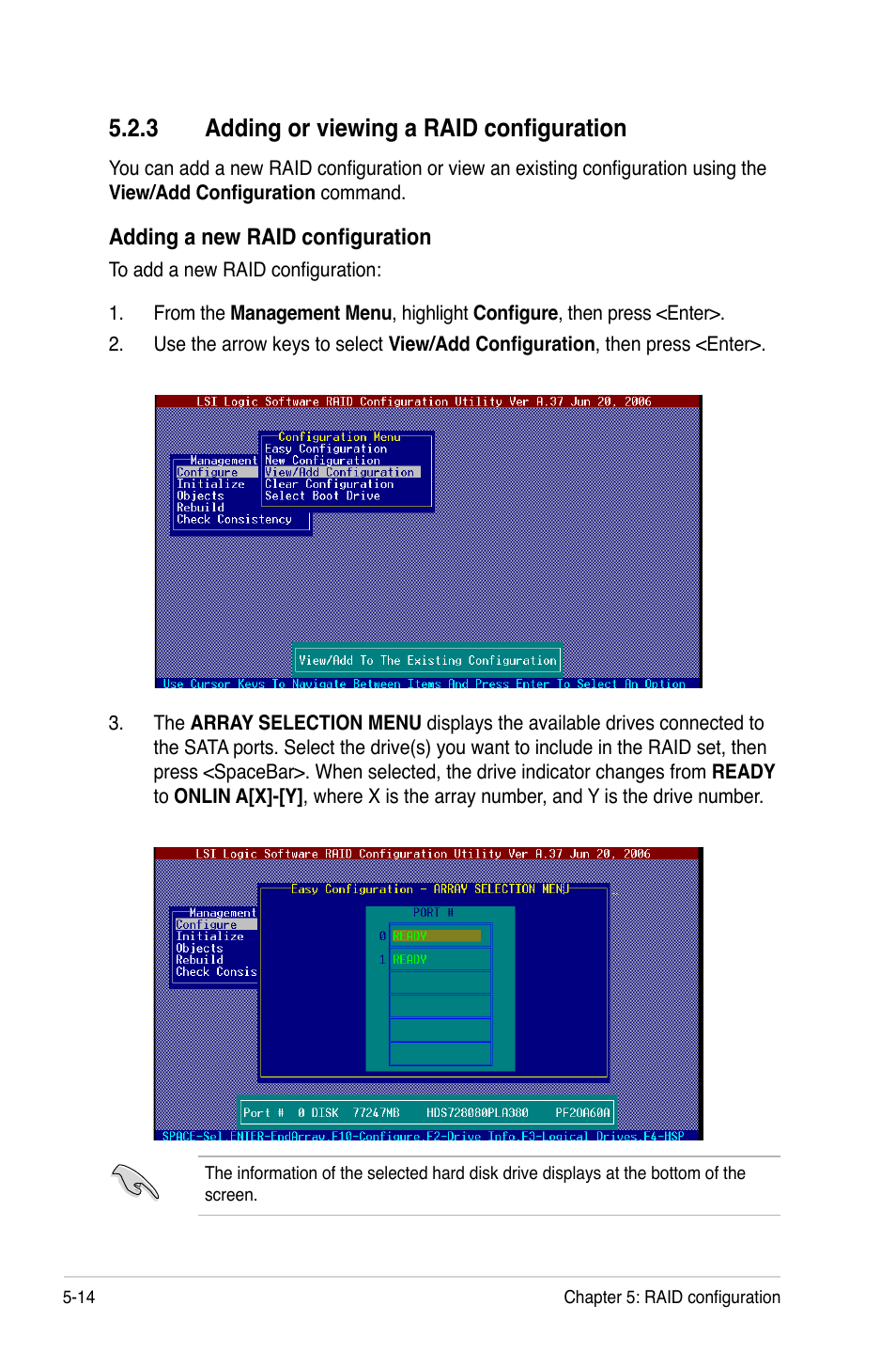 3 adding or viewing a raid configuration | Asus P5BV/SAS User Manual | Page 112 / 184