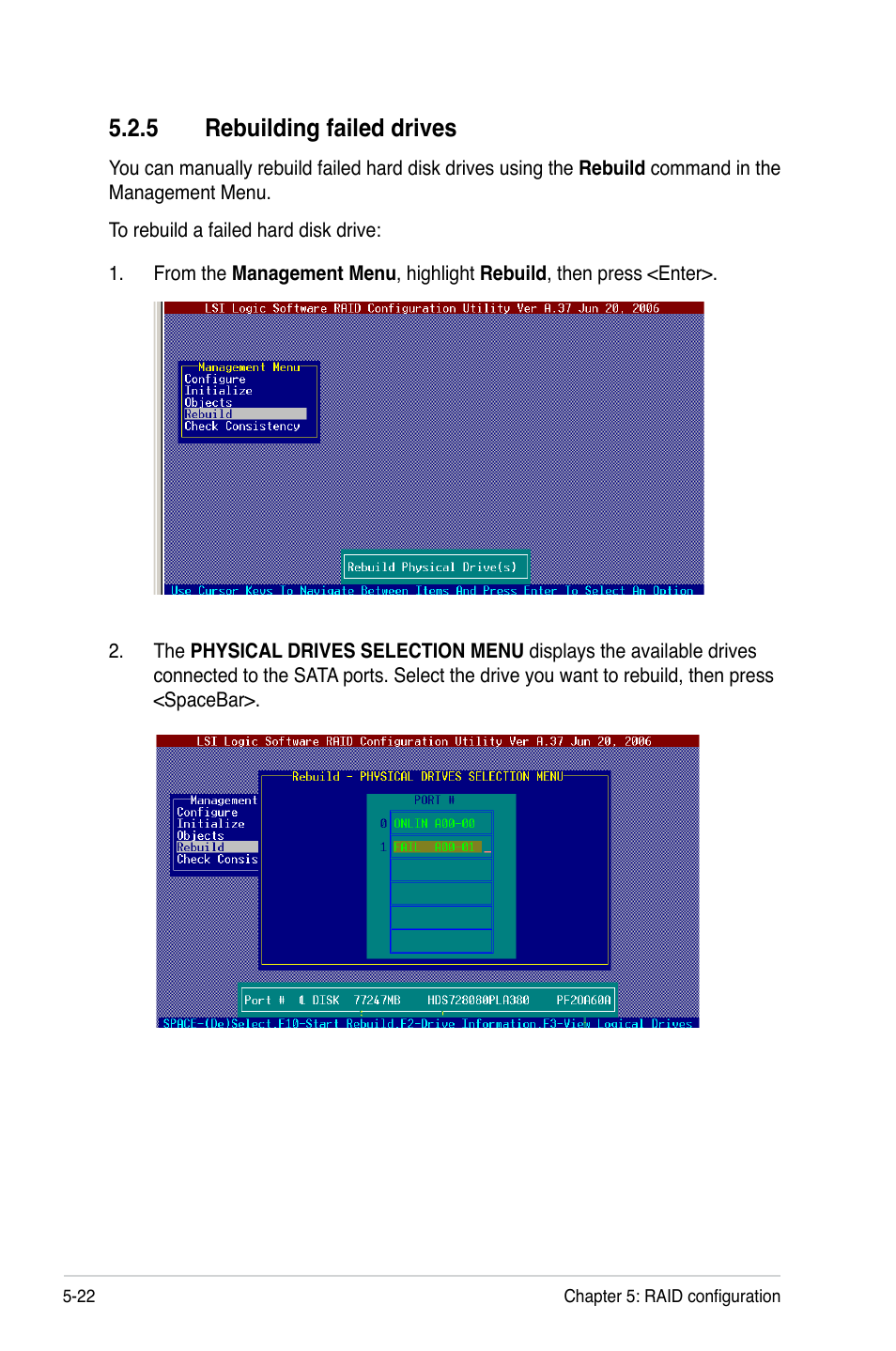 5 rebuilding failed drives | Asus P5BV/SAS User Manual | Page 120 / 184