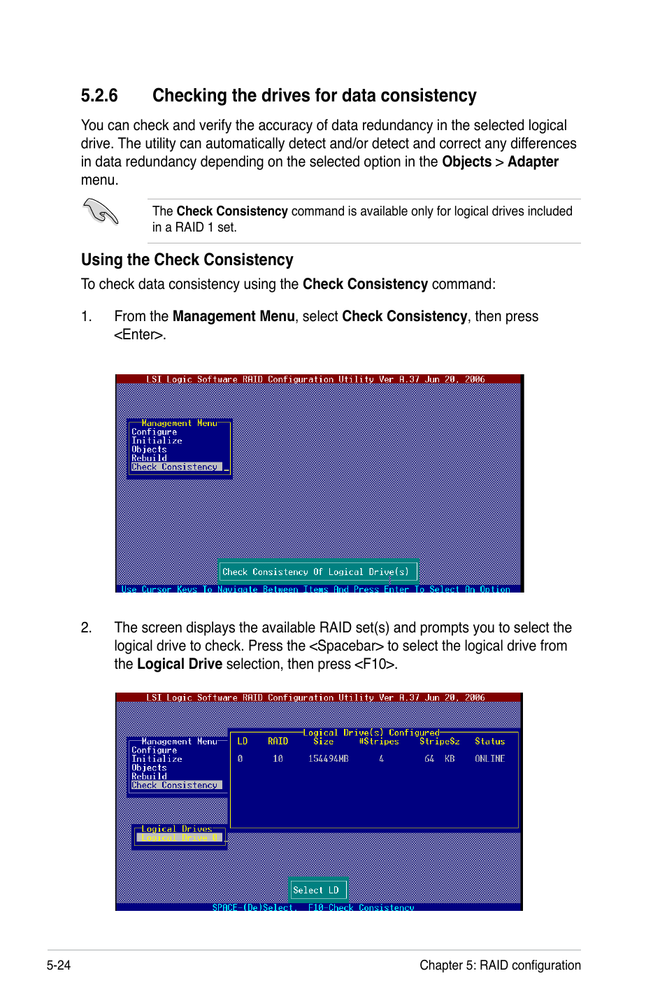 6 checking the drives for data consistency | Asus P5BV/SAS User Manual | Page 122 / 184