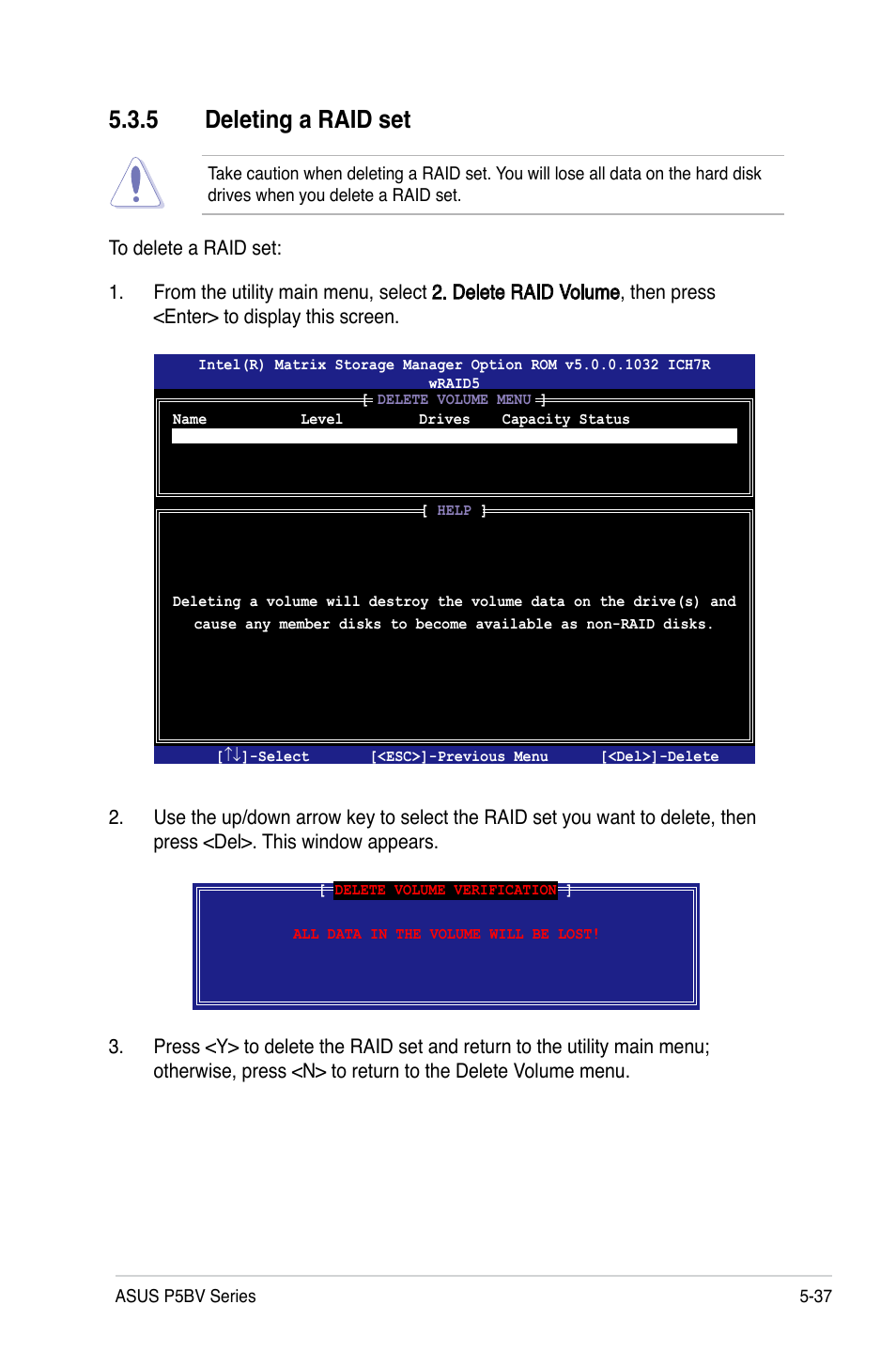 5 deleting a raid set | Asus P5BV/SAS User Manual | Page 135 / 184