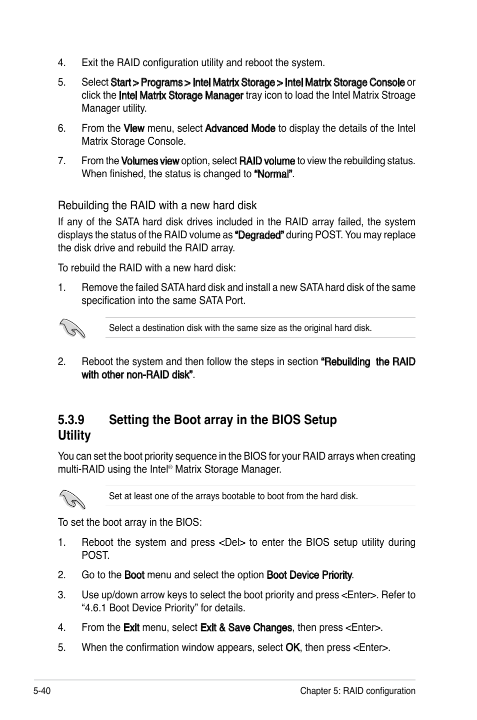 9 setting the boot array in the bios setup utility | Asus P5BV/SAS User Manual | Page 138 / 184