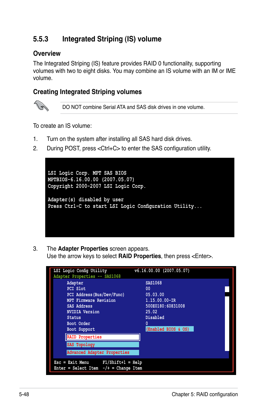3 integrated striping (is) volume, Overview, Creating integrated striping volumes | Asus P5BV/SAS User Manual | Page 146 / 184