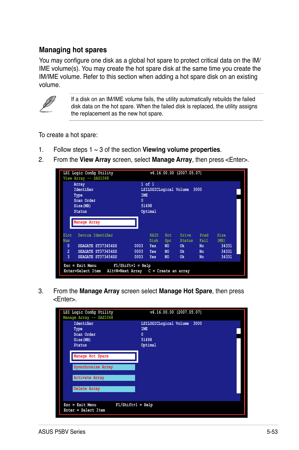 Managing hot spares | Asus P5BV/SAS User Manual | Page 151 / 184