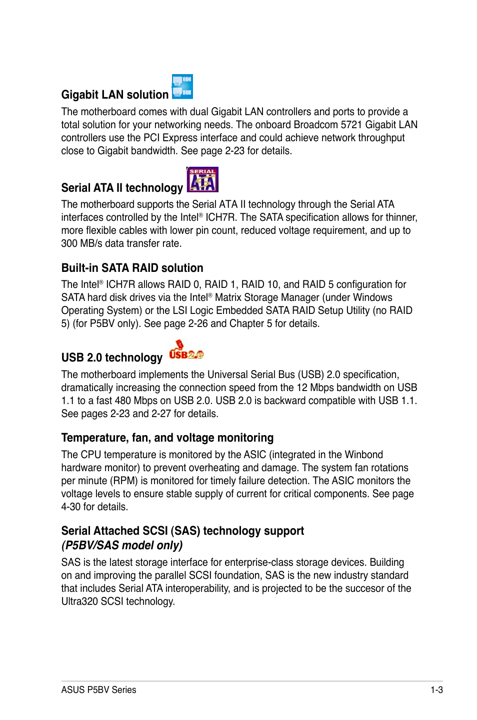Asus P5BV/SAS User Manual | Page 17 / 184