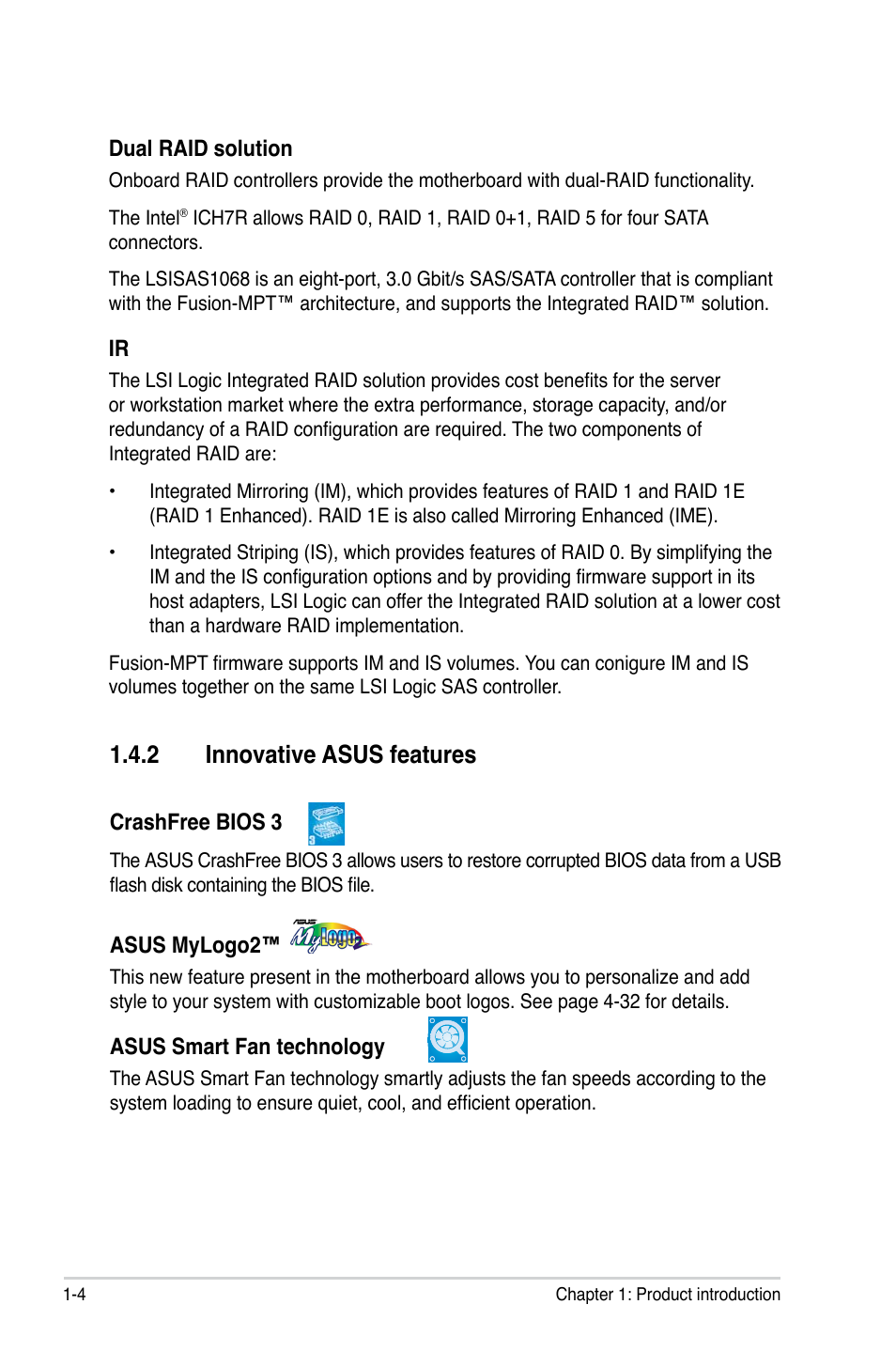 2 innovative asus features | Asus P5BV/SAS User Manual | Page 18 / 184