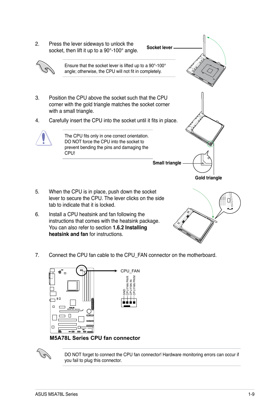M5a78l series cpu fan connector | Asus M5A78L/USB3 User Manual | Page 19 / 66