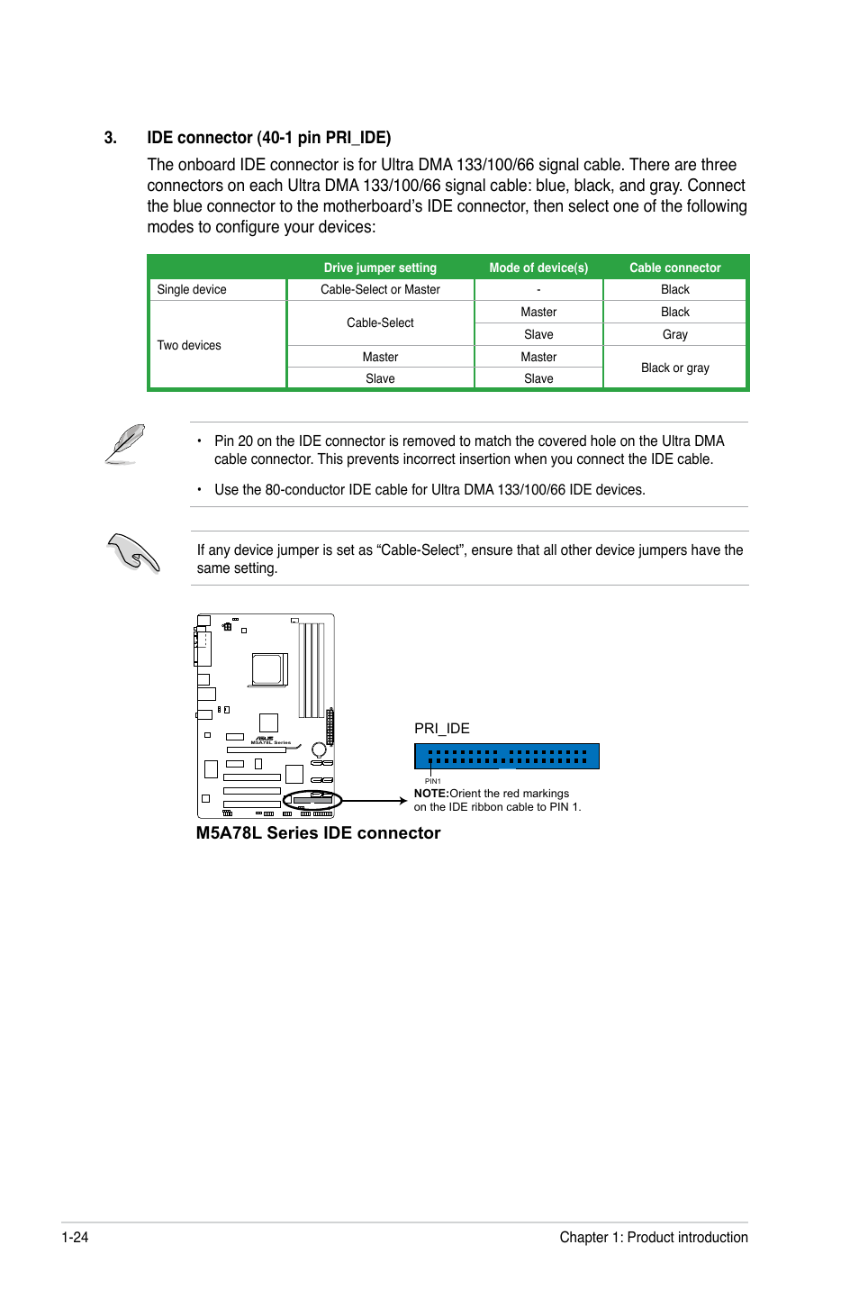 M5a78l series ide connector | Asus M5A78L/USB3 User Manual | Page 34 / 66