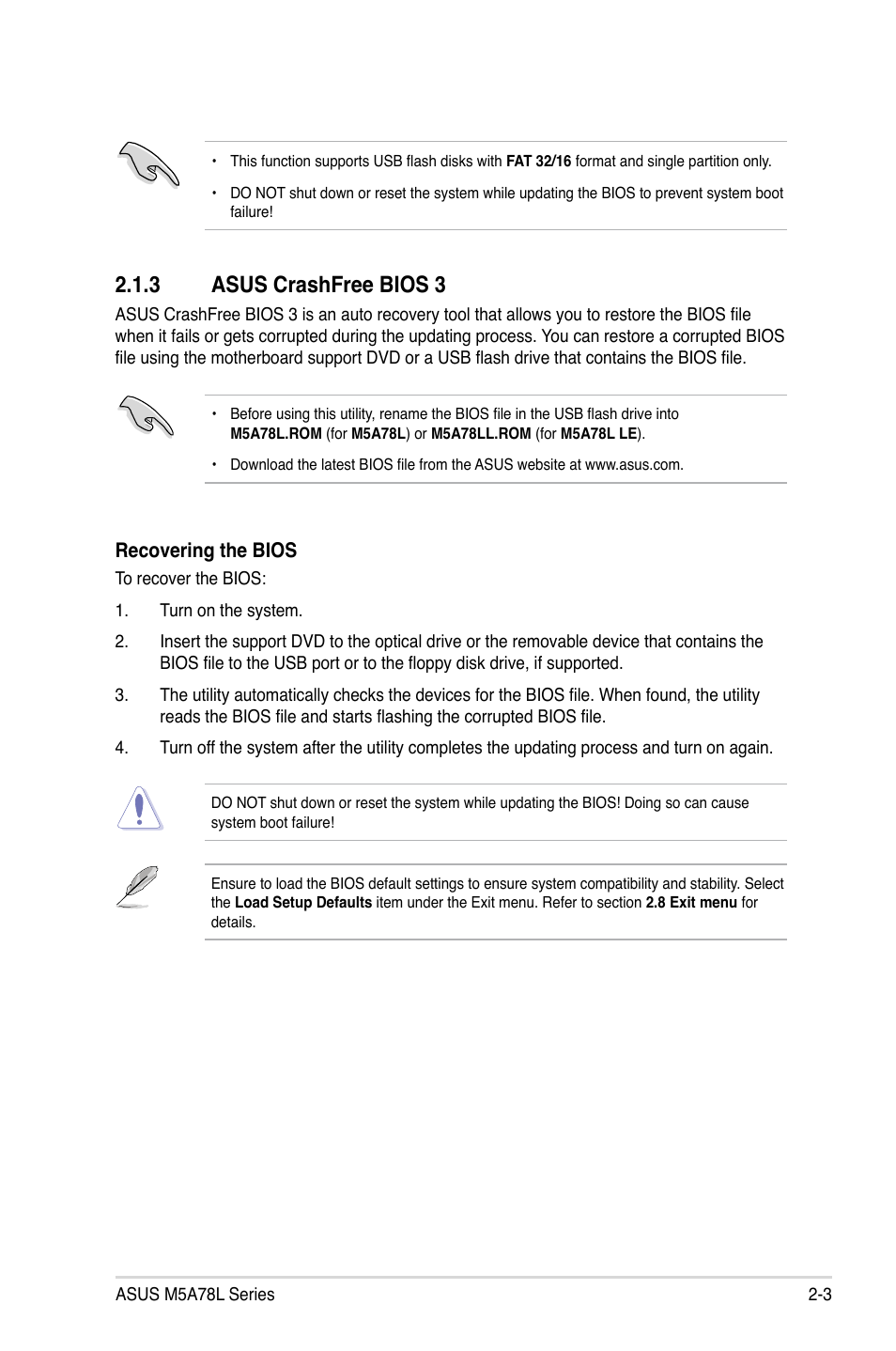 3 asus crashfree bios 3, Asus crashfree bios 3 -3 | Asus M5A78L/USB3 User Manual | Page 43 / 66