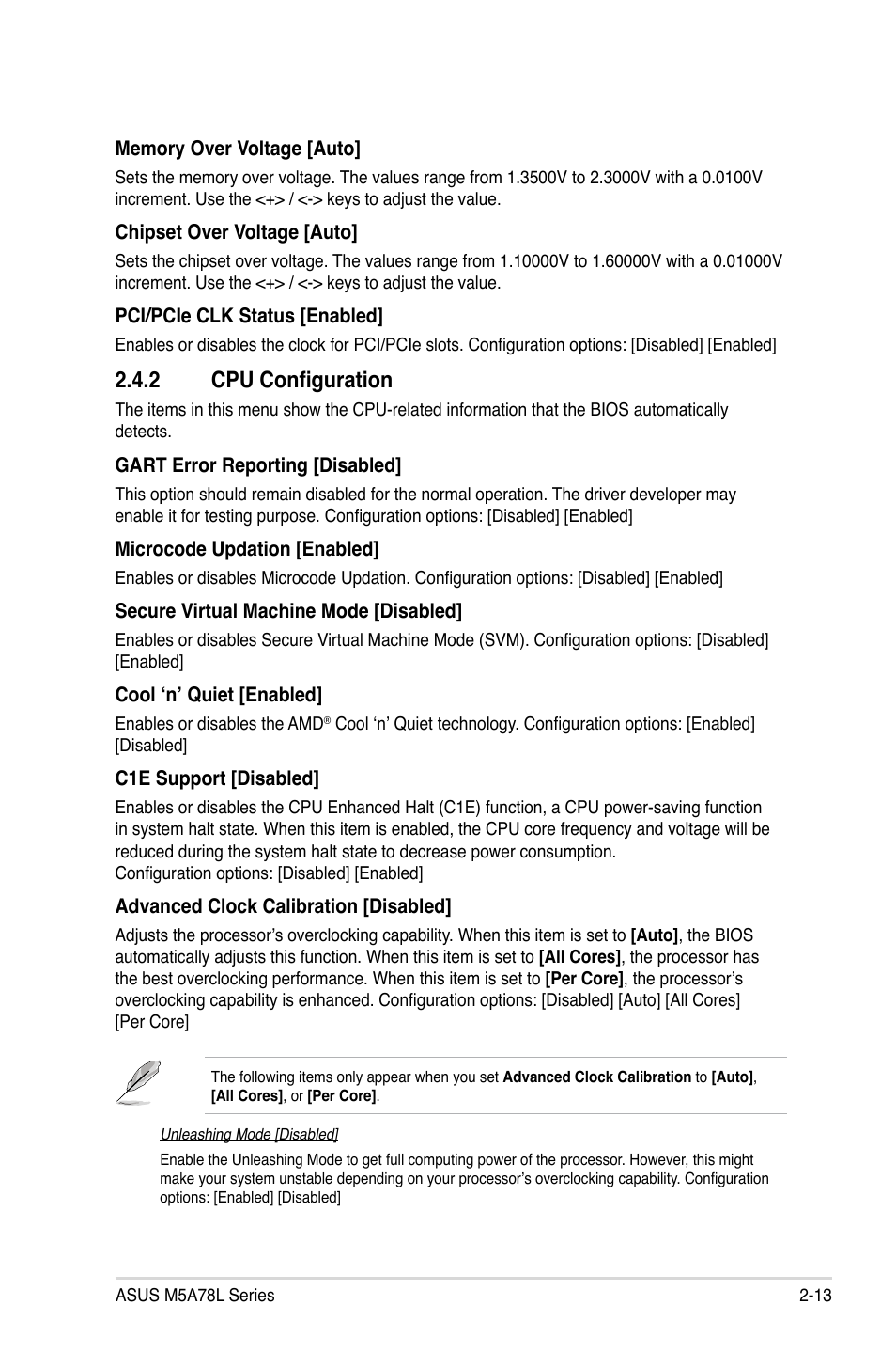 2 cpu configuration, Cpu configuration -13 | Asus M5A78L/USB3 User Manual | Page 53 / 66