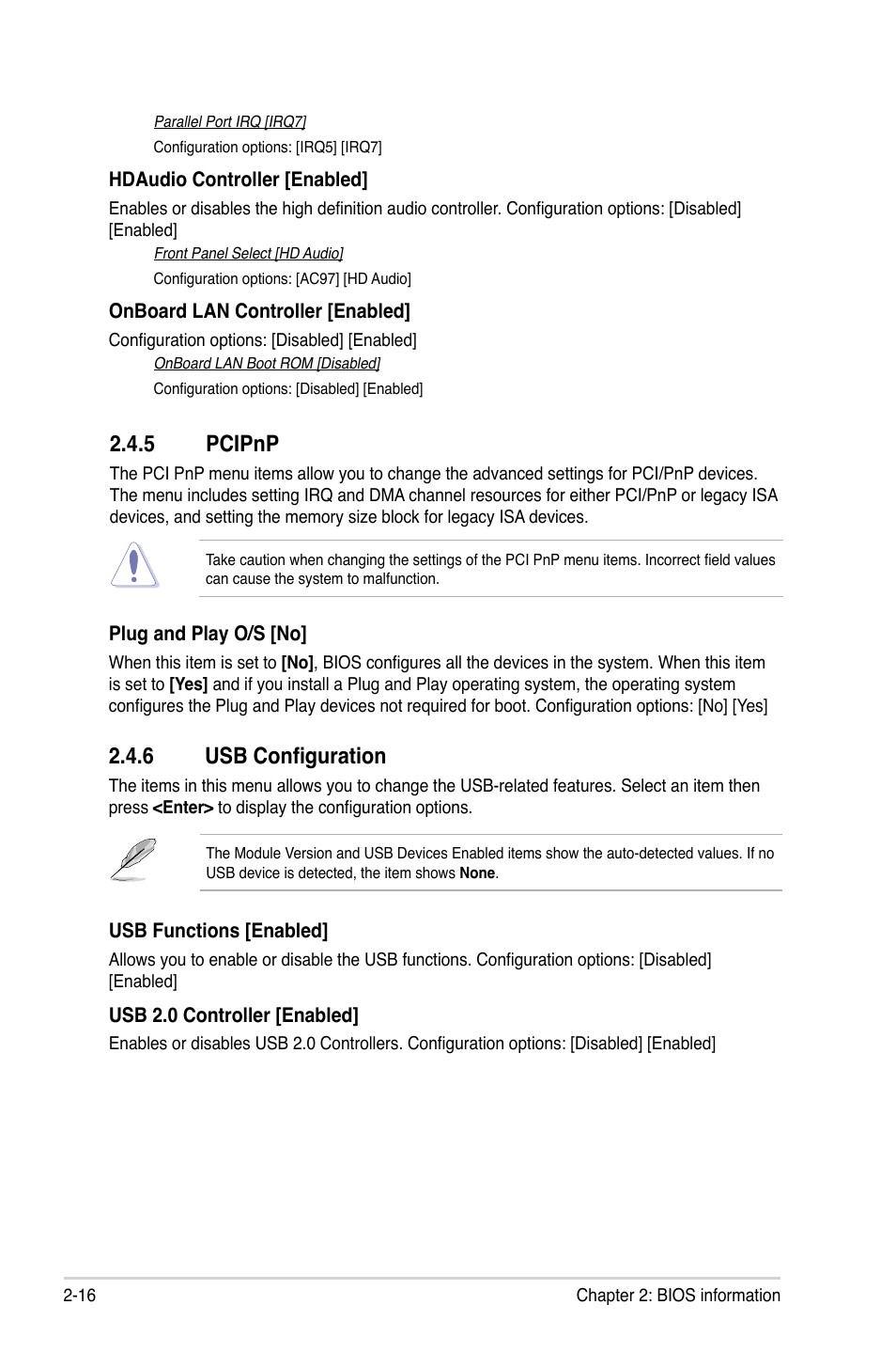 5 pcipnp, 6 usb configuration, Pcipnp -16 | Usb configuration -16 | Asus M5A78L/USB3 User Manual | Page 56 / 66