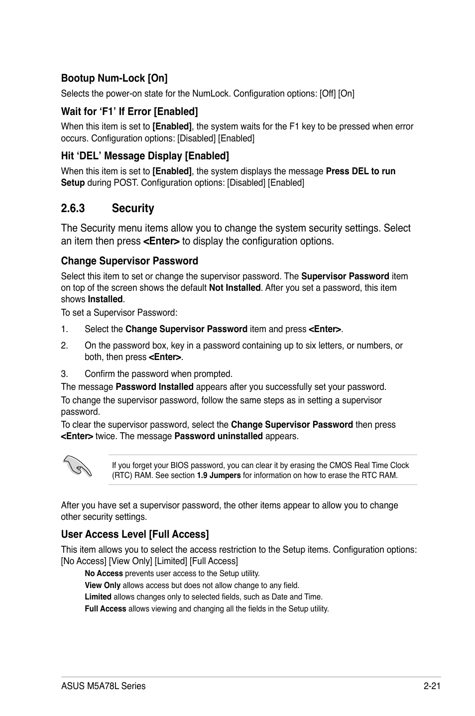 3 security, Security -21 | Asus M5A78L/USB3 User Manual | Page 61 / 66