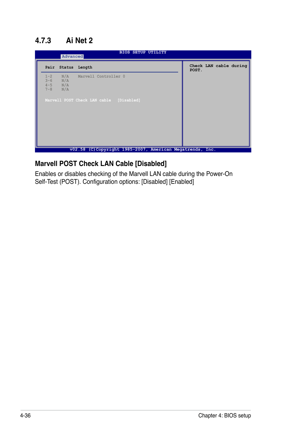 3 ai net 2, Marvell post check lan cable [disabled | Asus P5K-E/WiFi-AP User Manual | Page 104 / 180