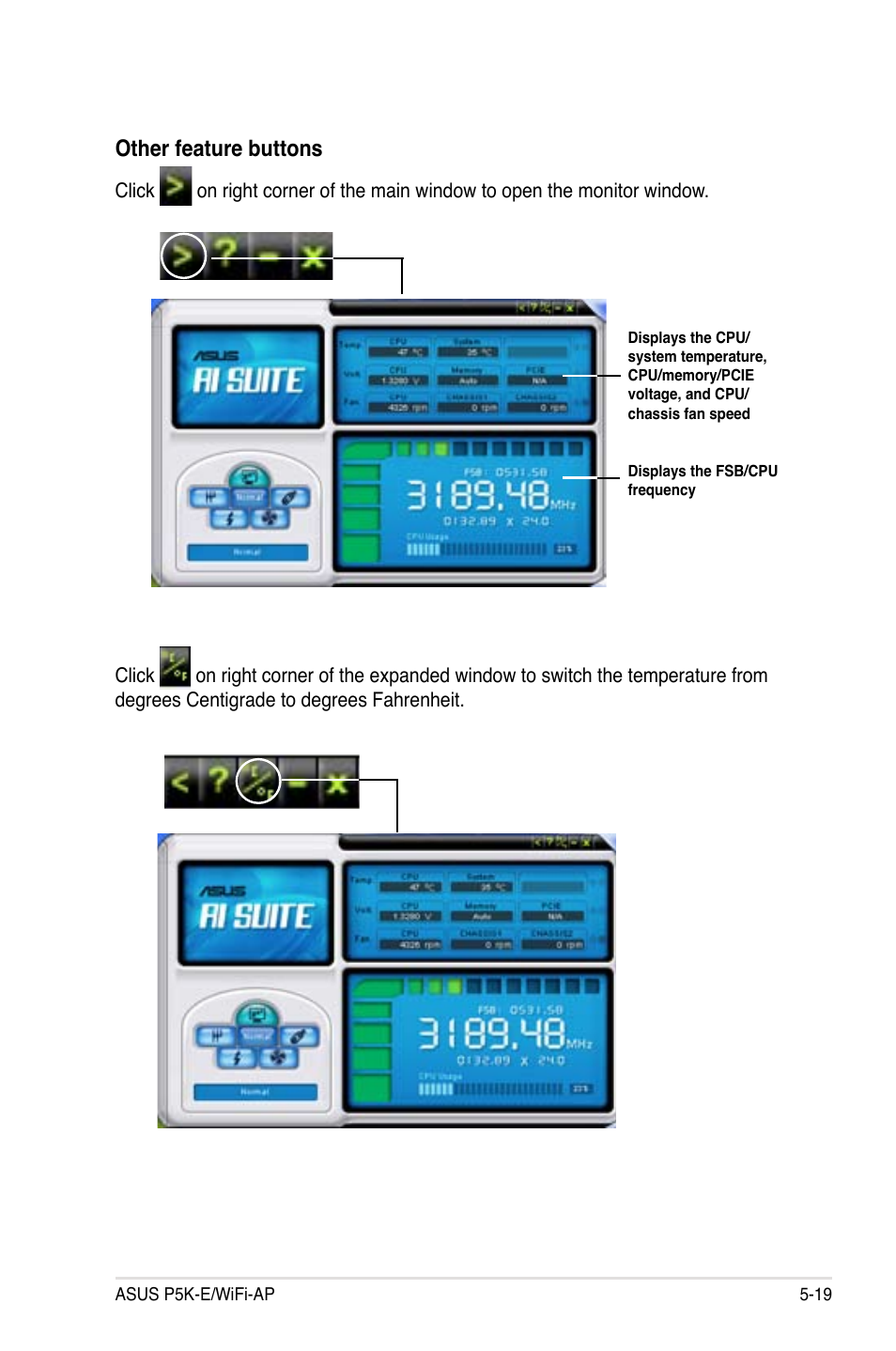 Other feature buttons | Asus P5K-E/WiFi-AP User Manual | Page 127 / 180