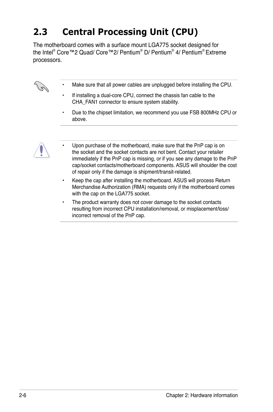 3 central processing unit (cpu) | Asus P5K-E/WiFi-AP User Manual | Page 32 / 180