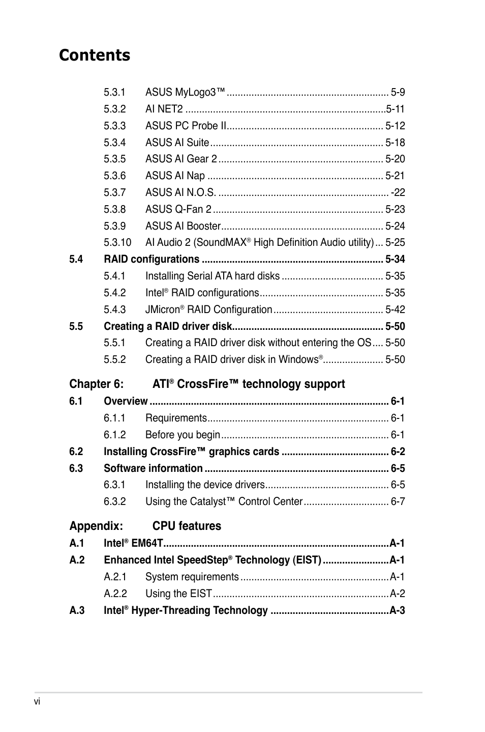 Asus P5K-E/WiFi-AP User Manual | Page 6 / 180