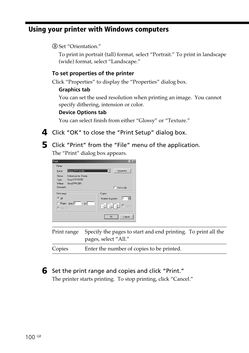 Using your printer with windows computers | Sony DPP-SV88 User Manual | Page 100 / 344