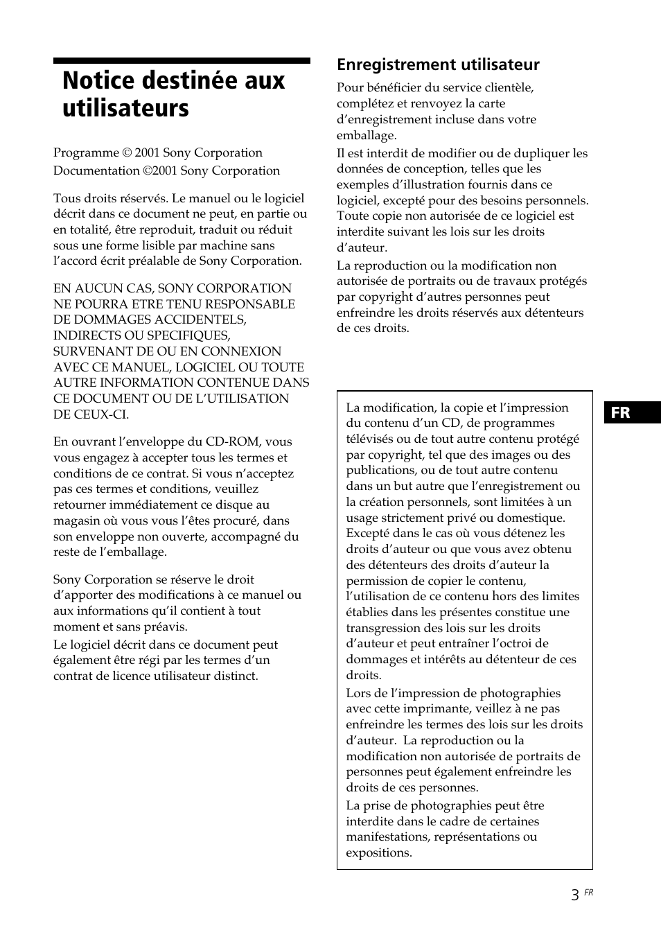 Notice destinée aux utilisateurs | Sony DPP-SV88 User Manual | Page 117 / 344