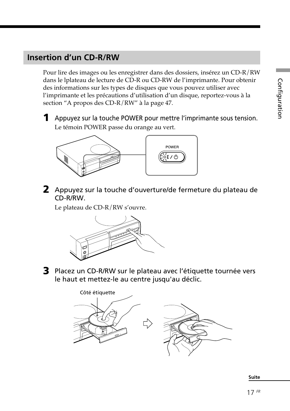 Insertion d’un cd-r/rw | Sony DPP-SV88 User Manual | Page 131 / 344